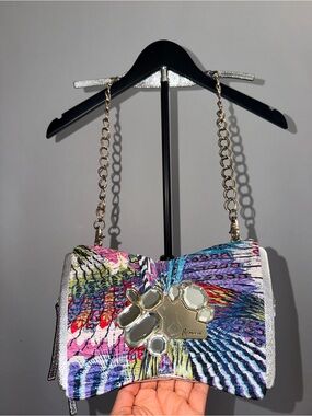 Marciano Multicolor Abstract Print Shoulder Bag with Chain